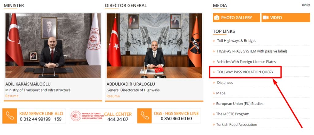 Английская версия сайта для оплаты платных дорог в Турции