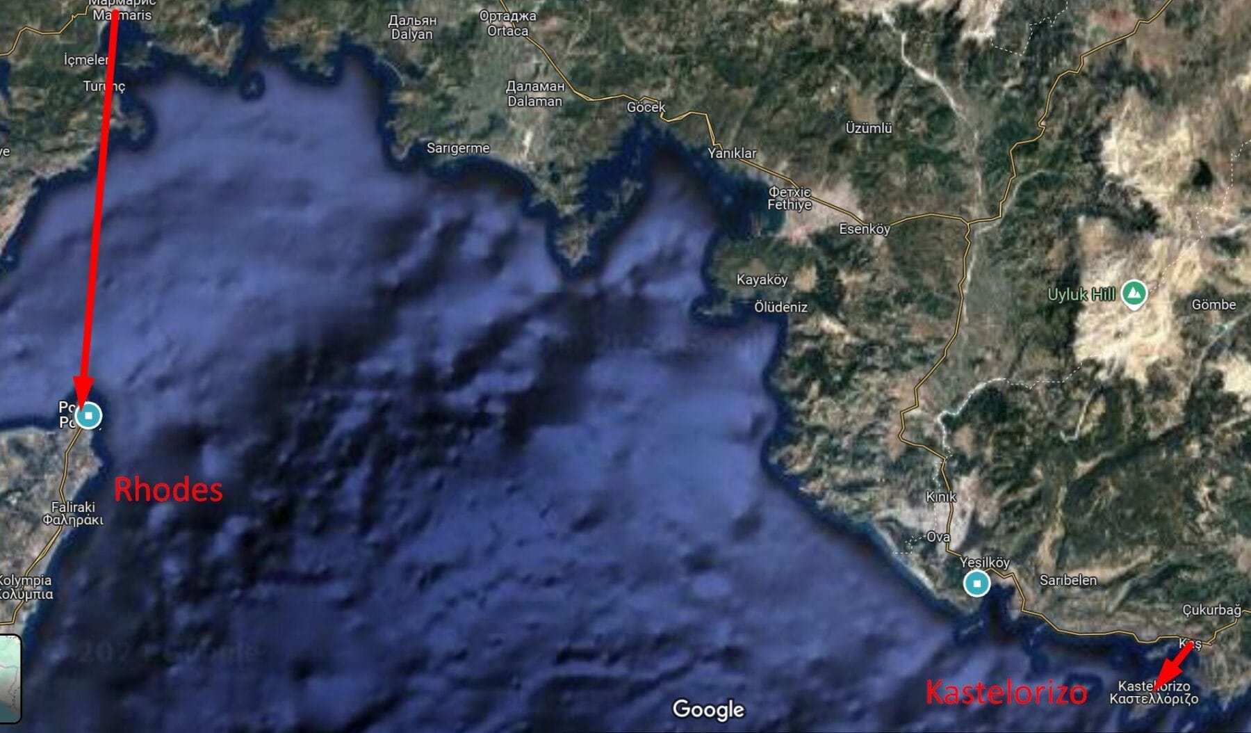 Паромы на Родос и Кастелоризон